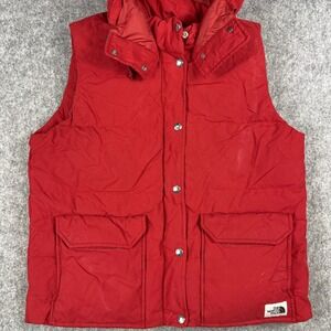 The North Face Down Hooded Puffer Vest Womens Medium Red Outdoors Hiking